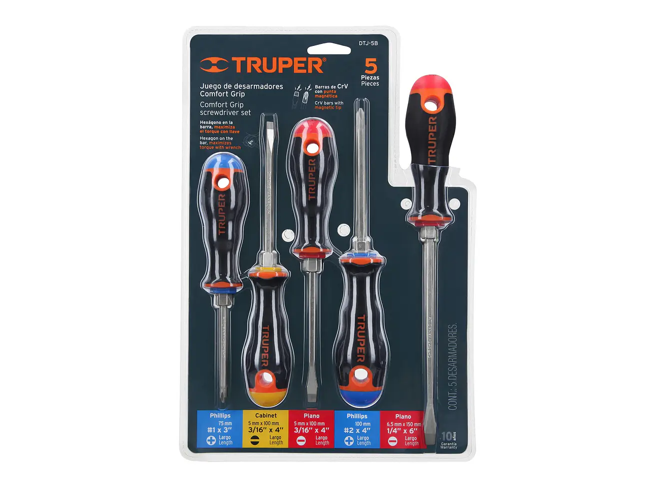 Juego de 5 destornilladores Truper 14138, mangos Comfort Grip  - Foto 4 | aztools.co
