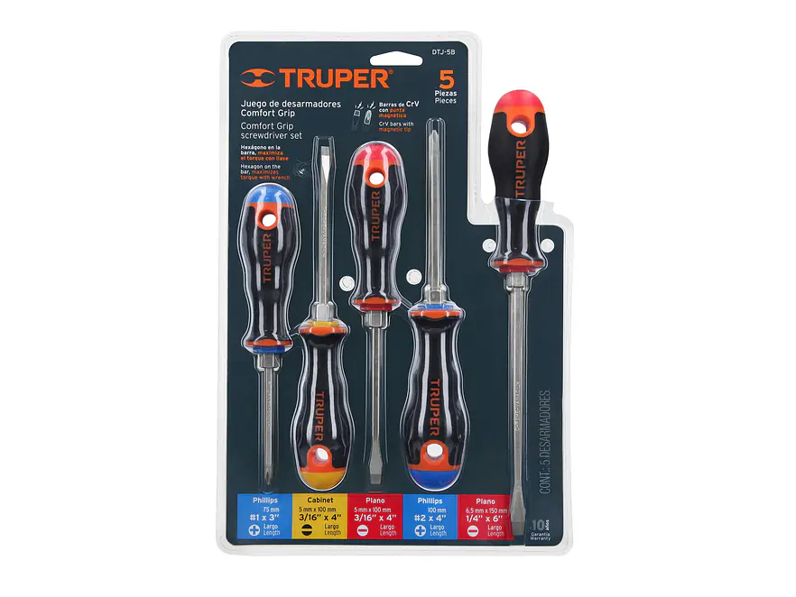 Juego de 5 destornilladores Truper 14138, mangos Comfort Grip  - Foto 4 | aztools.co