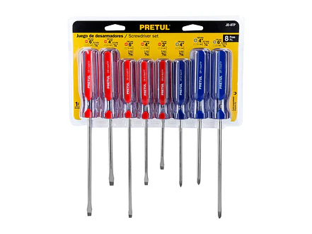 Juego de destornilladores, 8 piezas, mango PVC, Pretul 20213 - Foto 4 | aztools.co