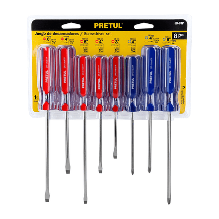 Juego de destornilladores, 8 piezas, mango PVC, Pretul 20213 4