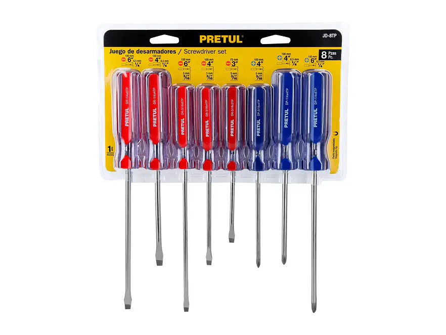 Juego de destornilladores, 8 piezas, mango PVC, Pretul 20213 - Foto 4 | aztools.co