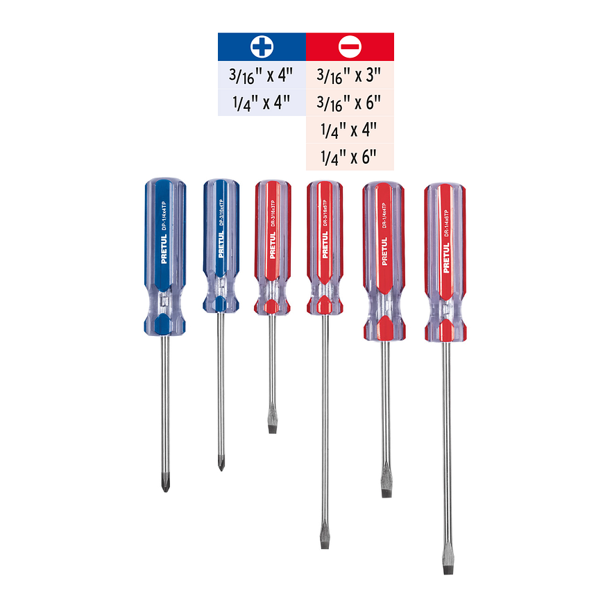 Juego de destornilladores, 6 piezas, mango PVC, Pretul 20214 3