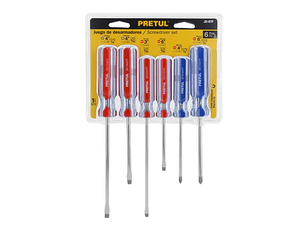 Juego de destornilladores, 6 piezas, mango PVC, Pretul 20214 - Foto 4 | aztools.co