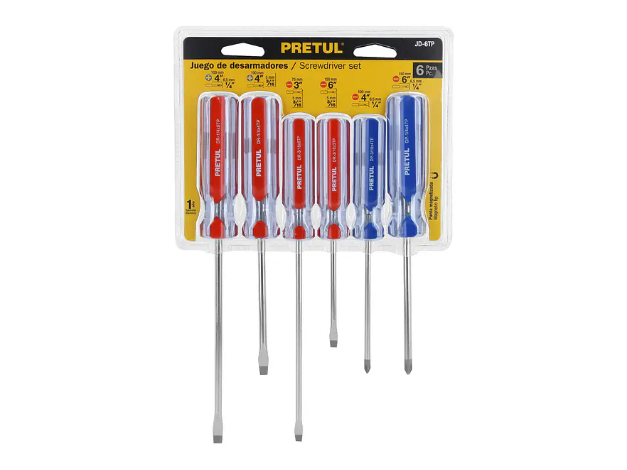 Juego de destornilladores, 6 piezas, mango PVC, Pretul 20214 - Foto 4 | aztools.co
