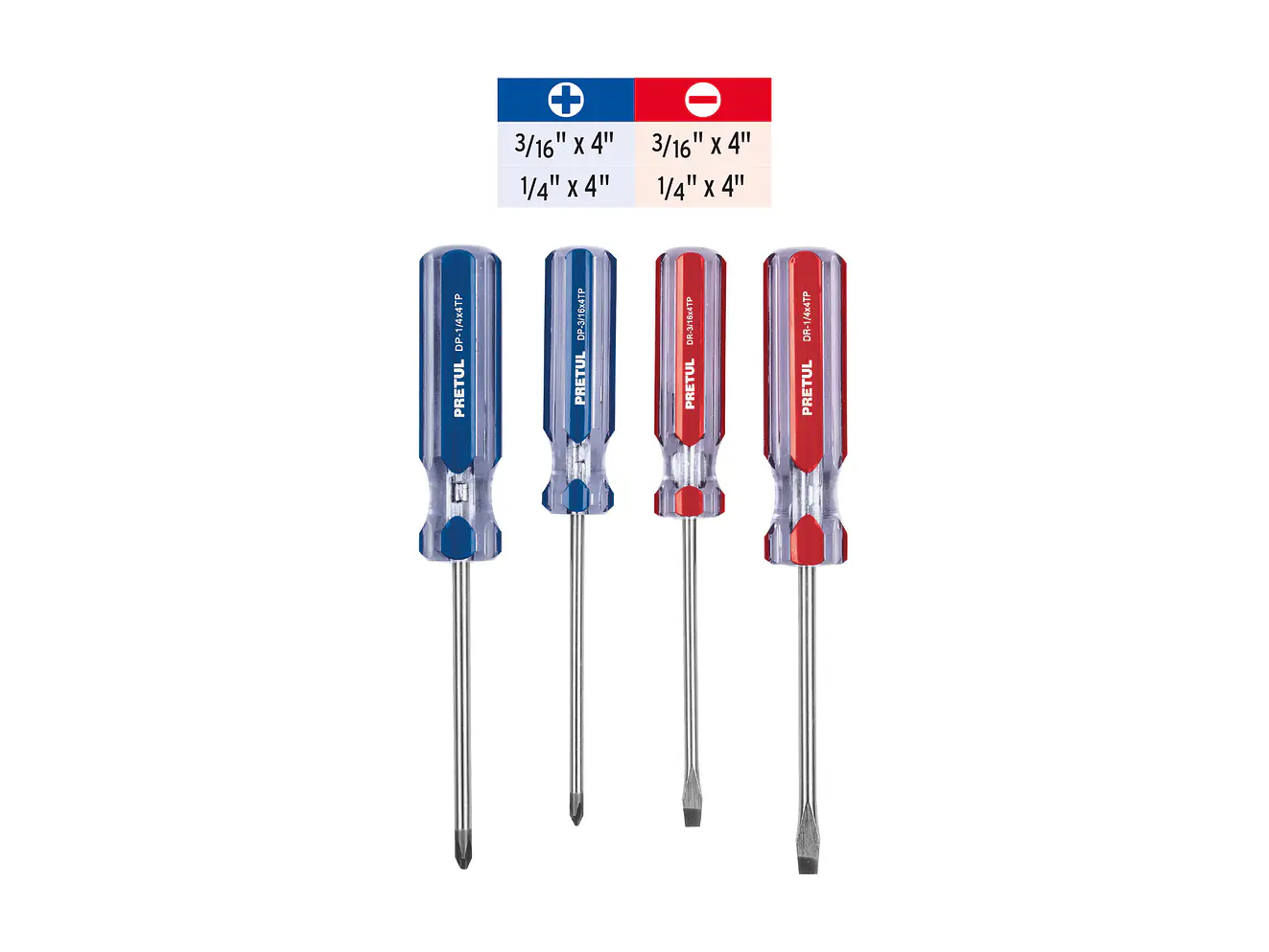 Juego de destornilladores, 4 piezas, mango PVC, Pretul 20212 - Foto 3 | aztools.co