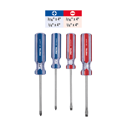 Juego de destornilladores, 4 piezas, mango PVC, Pretul 20212 3