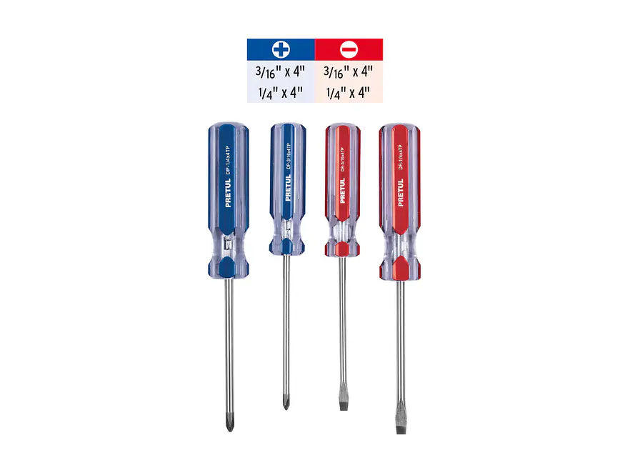 Juego de destornilladores, 4 piezas, mango PVC, Pretul 20212 - Foto 3 | aztools.co