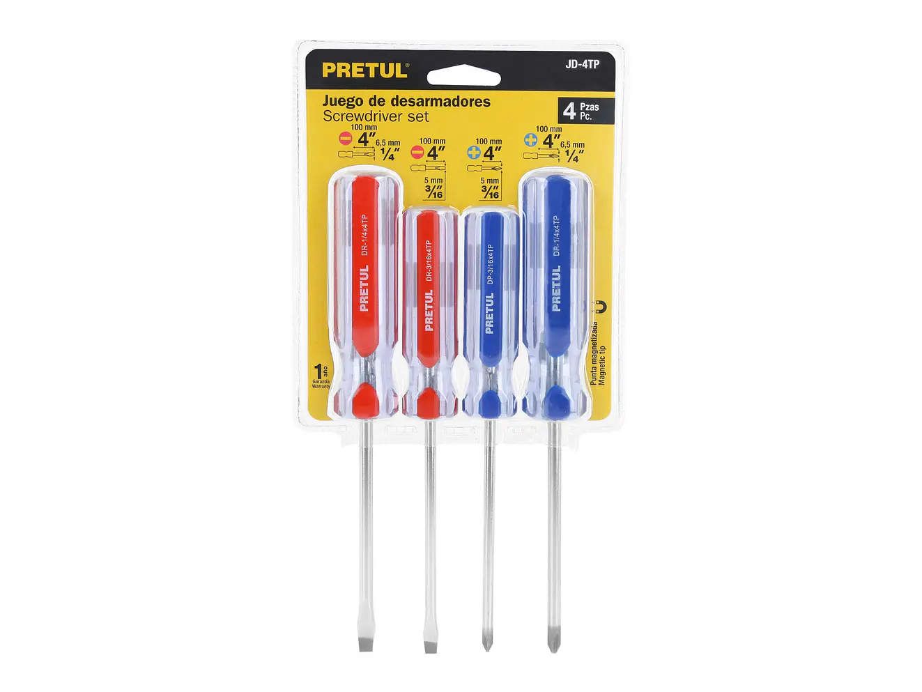 Juego de destornilladores, 4 piezas, mango PVC, Pretul 20212 - Foto 4 | aztools.co