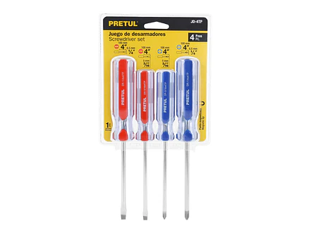 Juego de destornilladores, 4 piezas, mango PVC, Pretul 20212 - Foto 4 | aztools.co