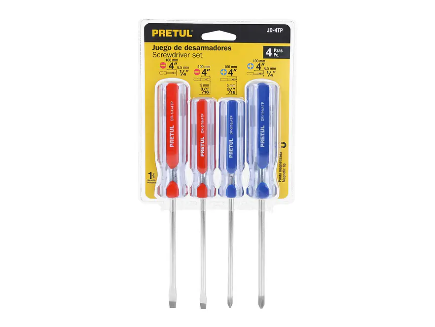 Juego de destornilladores, 4 piezas, mango PVC, Pretul 20212 - Foto 4 | aztools.co