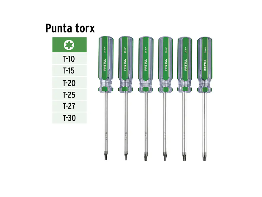 Juego de 6 Destornilladores Torx Pretul 27192, con Mango de PVC - Foto 4 | aztools.co