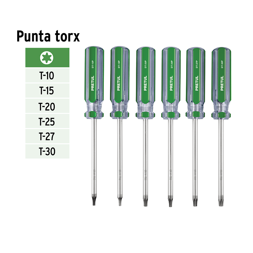 Juego de 6 Destornilladores Torx Pretul 27192, con Mango de PVC 4