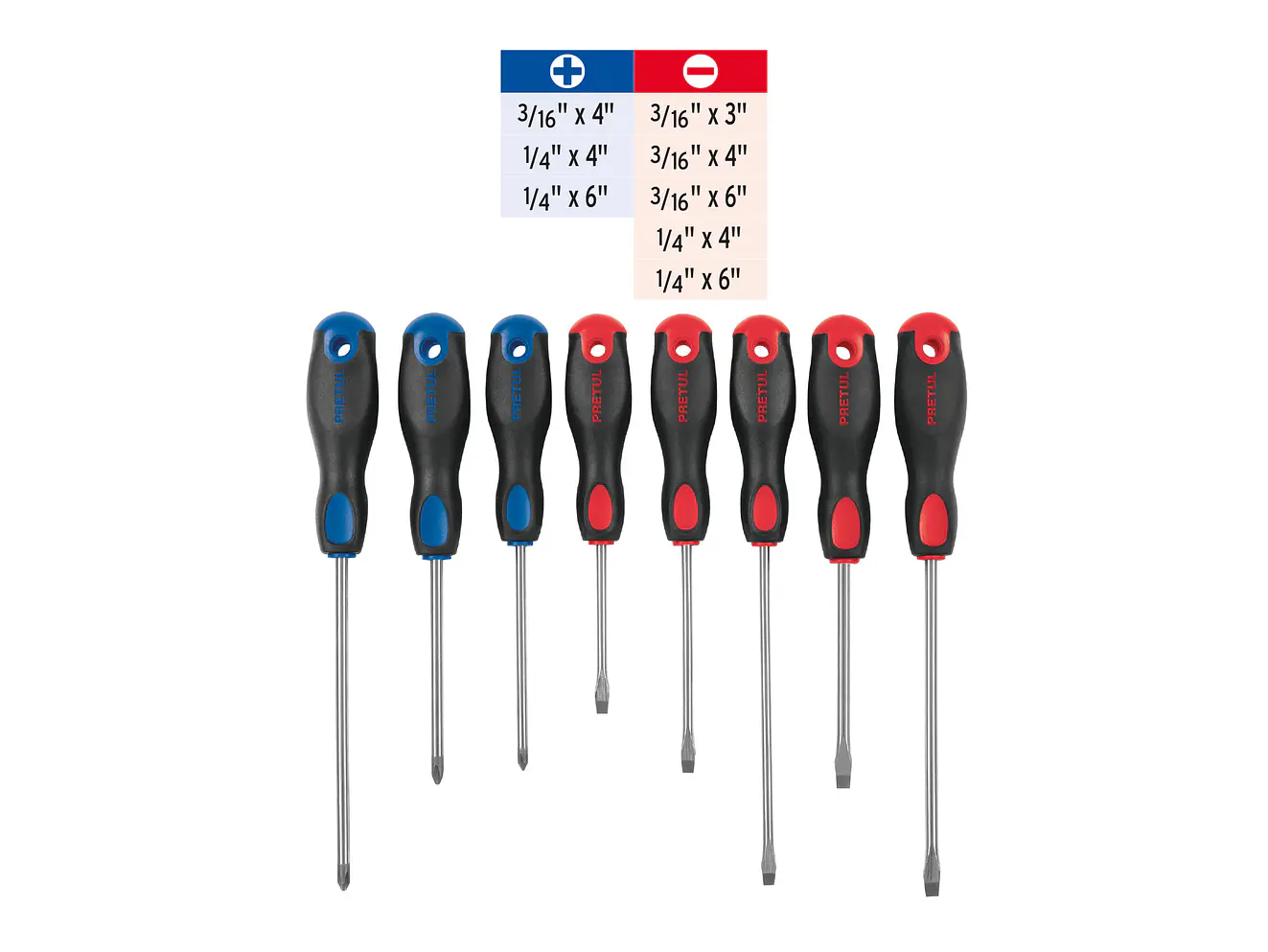 Juego de desarmadores, 8 piezas, mango Comfort Grip, Pretul 20219 - Foto 3 | aztools.co