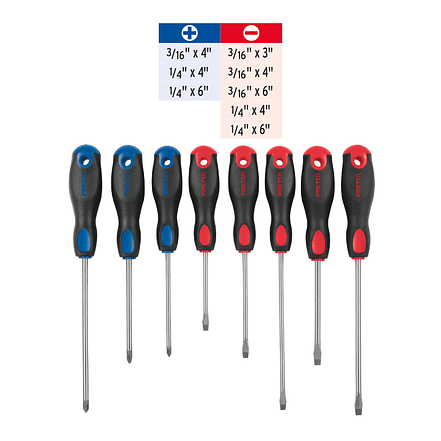 Juego de desarmadores, 8 piezas, mango Comfort Grip, Pretul 20219 3