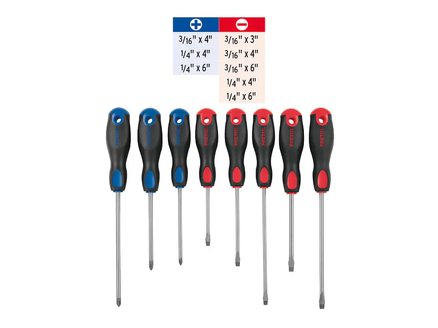 Juego de desarmadores, 8 piezas, mango Comfort Grip, Pretul 20219 - Foto 3 | aztools.co