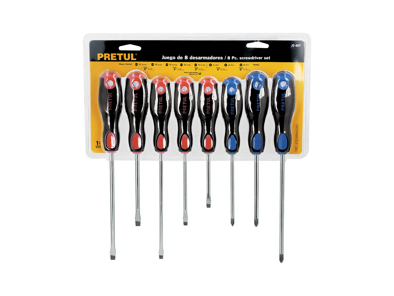 Juego de desarmadores, 8 piezas, mango Comfort Grip, Pretul 20219 - Foto 4 | aztools.co