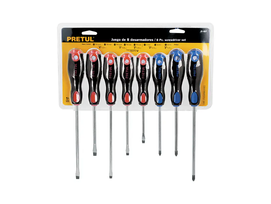 Juego de desarmadores, 8 piezas, mango Comfort Grip, Pretul 20219 - Foto 4 | aztools.co