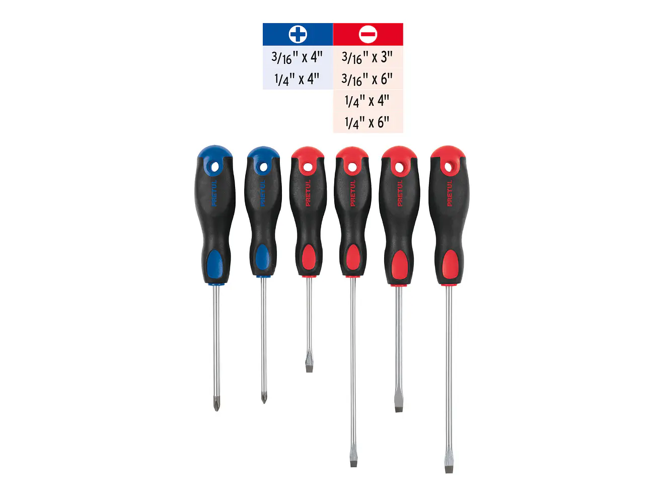 Juego de destornilladores, 6 piezas, mango Comfort Grip, Pretul 20220 - Foto 3 | aztools.co