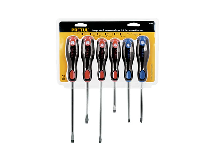 Juego de destornilladores, 6 piezas, mango Comfort Grip, Pretul 20220 - Foto 4 | aztools.co