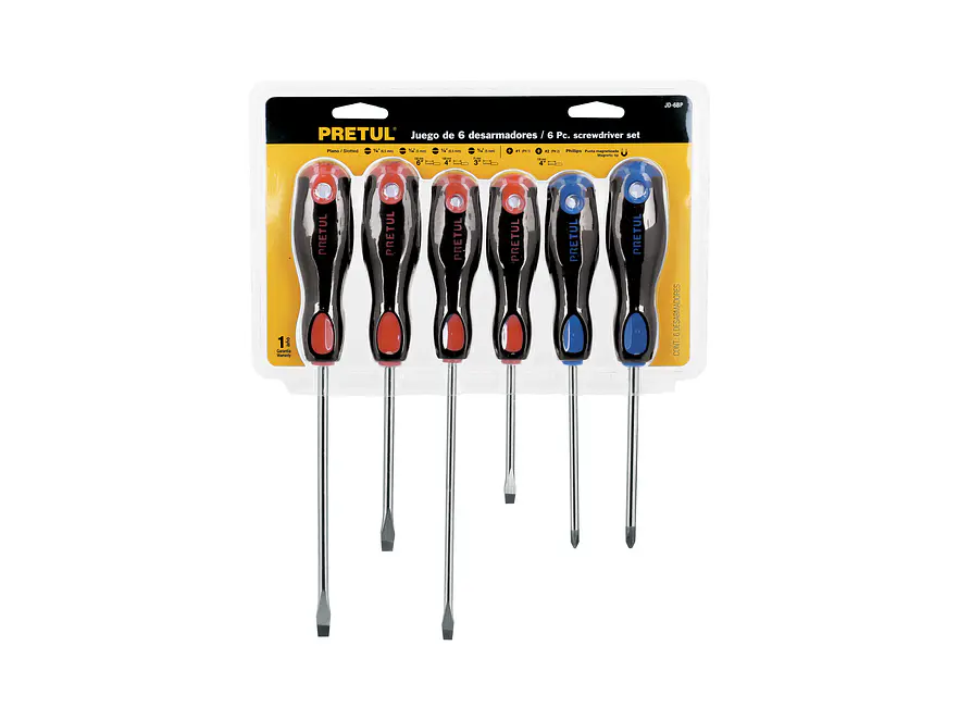 Juego de destornilladores, 6 piezas, mango Comfort Grip, Pretul 20220 - Foto 4 | aztools.co
