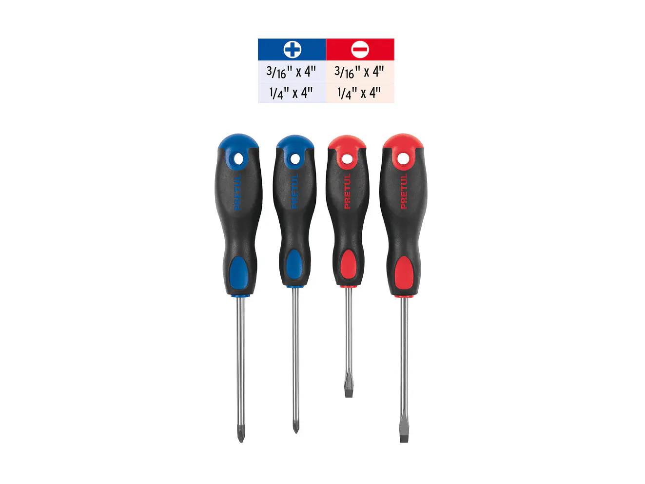 Juego de destornilladores, 4 piezas, mango Comfort Grip, Pretul 20218 - Foto 3 | aztools.co