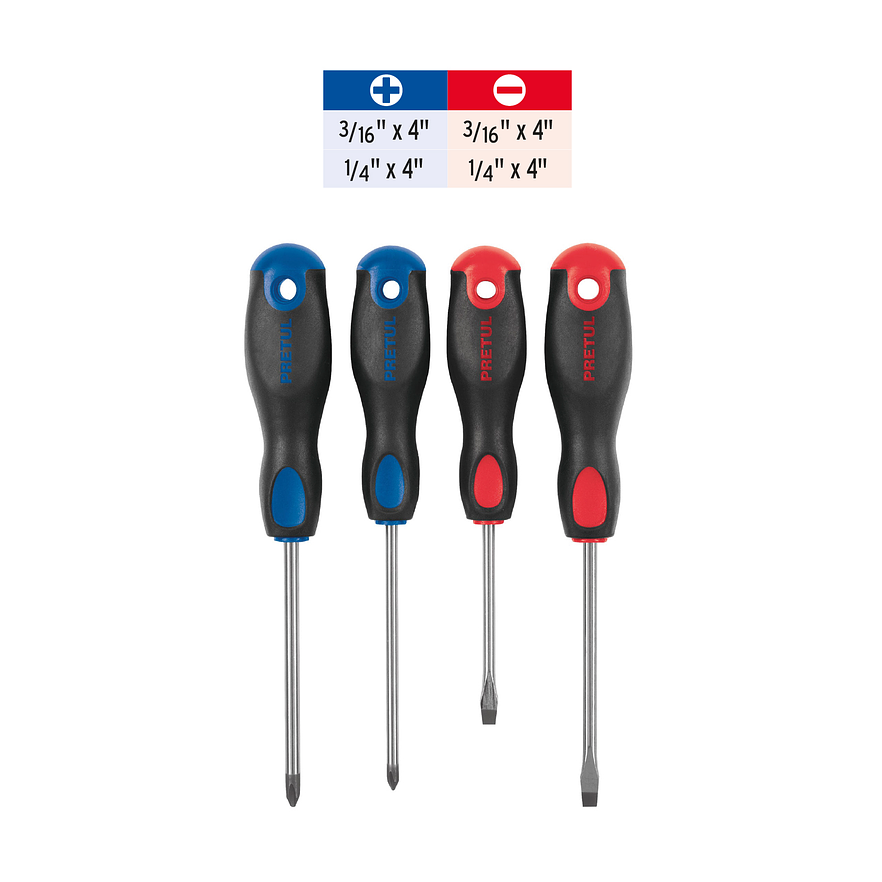 Juego de destornilladores, 4 piezas, mango Comfort Grip, Pretul 20218 3