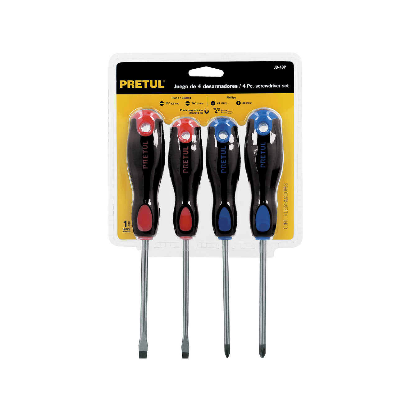 Juego de destornilladores, 4 piezas, mango Comfort Grip, Pretul 20218 4