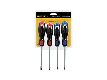 Juego de destornilladores, 4 piezas, mango Comfort Grip, Pretul 20218 - Foto 4 | aztools.co