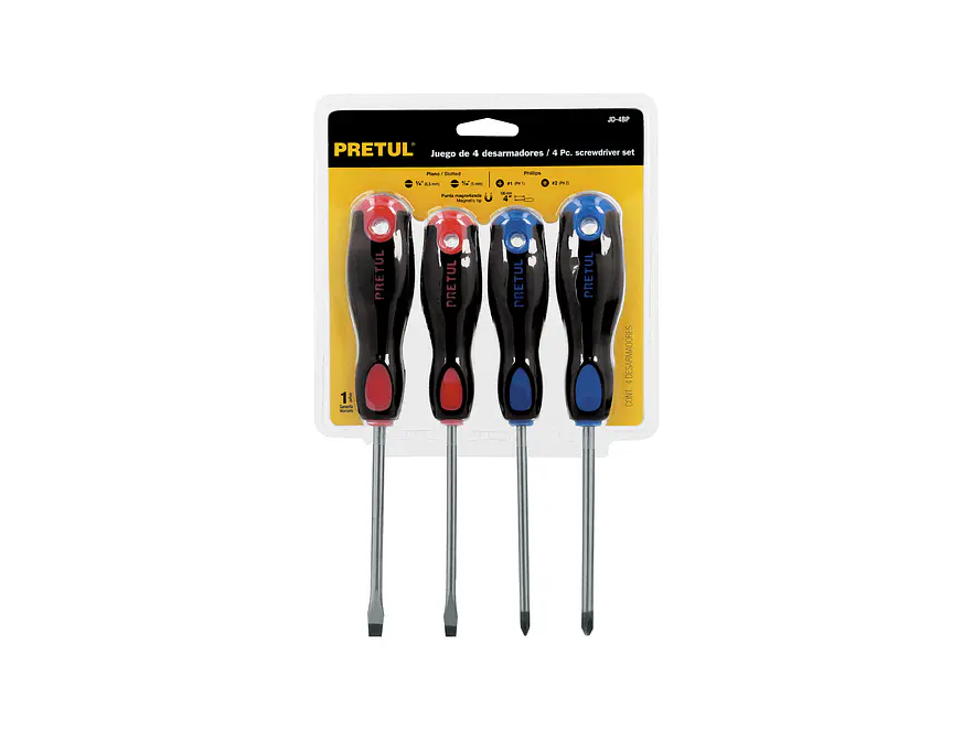 Juego de destornilladores, 4 piezas, mango Comfort Grip, Pretul 20218 - Foto 4 | aztools.co