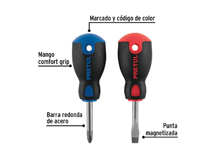 Dúo destornilladores, tipo tatamaco, 2 pzas,Comfort Grip, Pretul 20217 - Foto 2 | aztools.co