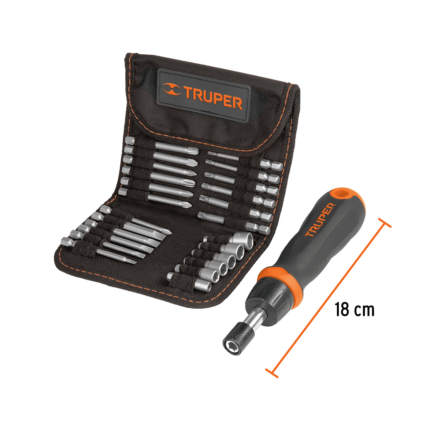 Destornillador tipo ratchet con 18 puntas y 6 copas Truper 18219 4