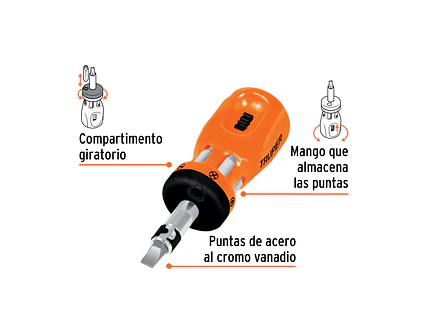 Destornillador tipo tatamaco con ratchet y 6 puntas dobles Truper 18193 - Foto 2 | aztools.co