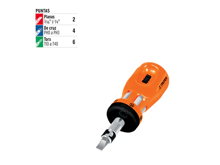 Destornillador tipo tatamaco con ratchet y 6 puntas dobles Truper 18193 - Foto 4 | aztools.co