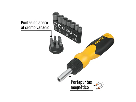 Destornillador tipo ratchet y 13 puntas, Pretul 22974 - Foto 2 | aztools.co
