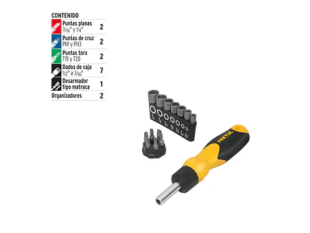 Destornillador tipo ratchet y 13 puntas, Pretul 22974 - Foto 4 | aztools.co