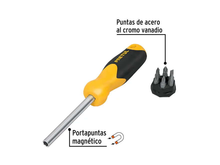 Destornillador y 6 puntas, Pretul 21372 - Foto 2 | aztools.co