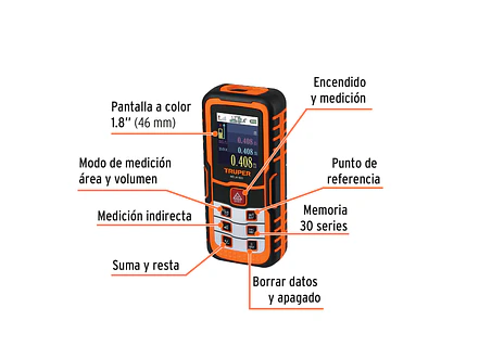 Medidor láser de distancia Truper 100374, 100m Luz verde - Foto 3 | aztools.co