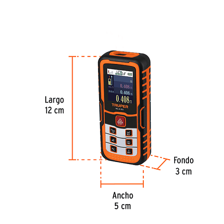 Medidor láser de distancia Truper 100374, 100m Luz verde 7