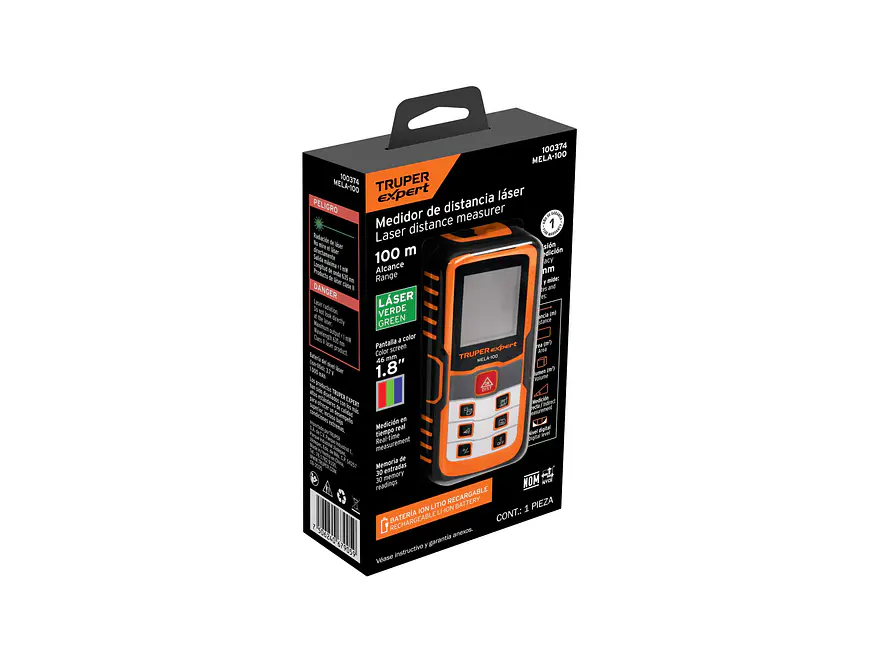 Medidor láser de distancia Truper 100374, 100m Luz verde - Foto 2 | aztools.co