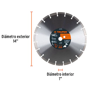 Disco de diamante, 14' para asfalto Truper 12547