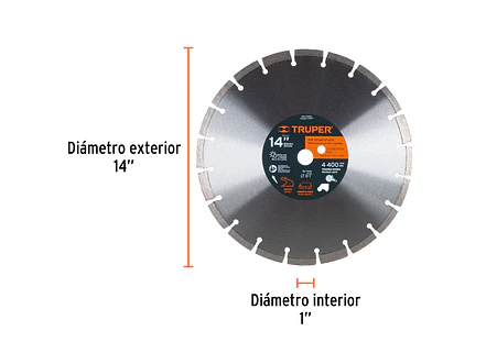 Disco de diamante, 14' para asfalto Truper 12547 - Foto 2 | aztools.co