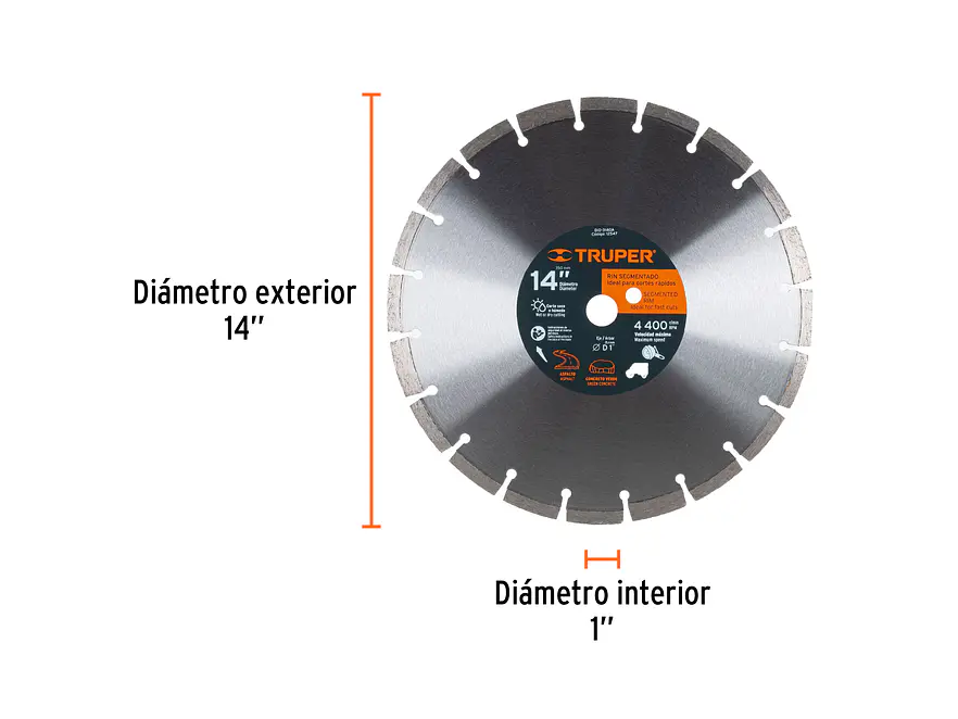 Disco de diamante, 14' para asfalto Truper 12547 - Foto 2 | aztools.co