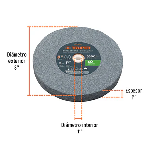 Ruedas para esmeril 8 x 1' óxido de aluminio, grano 60 Truper 16412