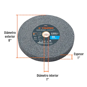 Ruedas para esmeril 8 x 1' óxido de aluminio, grano 36 Truper 16411