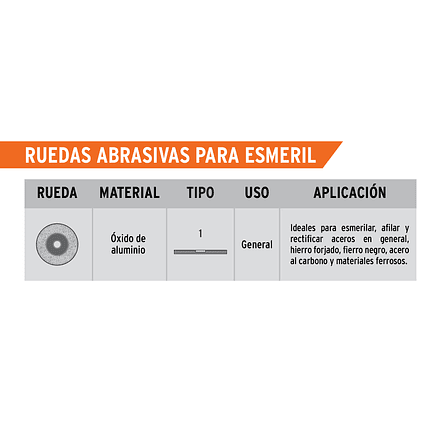 Rueda para esmeril 10 X 1-1/4