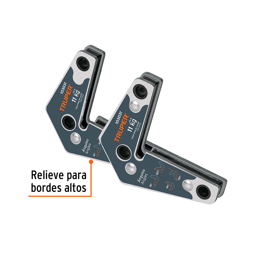 Juego de 2 escuadras Magnéticas Esquiineras Truper 103031, Capacidad 11 kg - Foto 2 | aztools.co