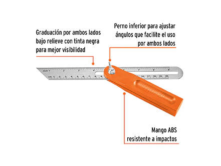 Escuadra falsa, mango de plástico, 8