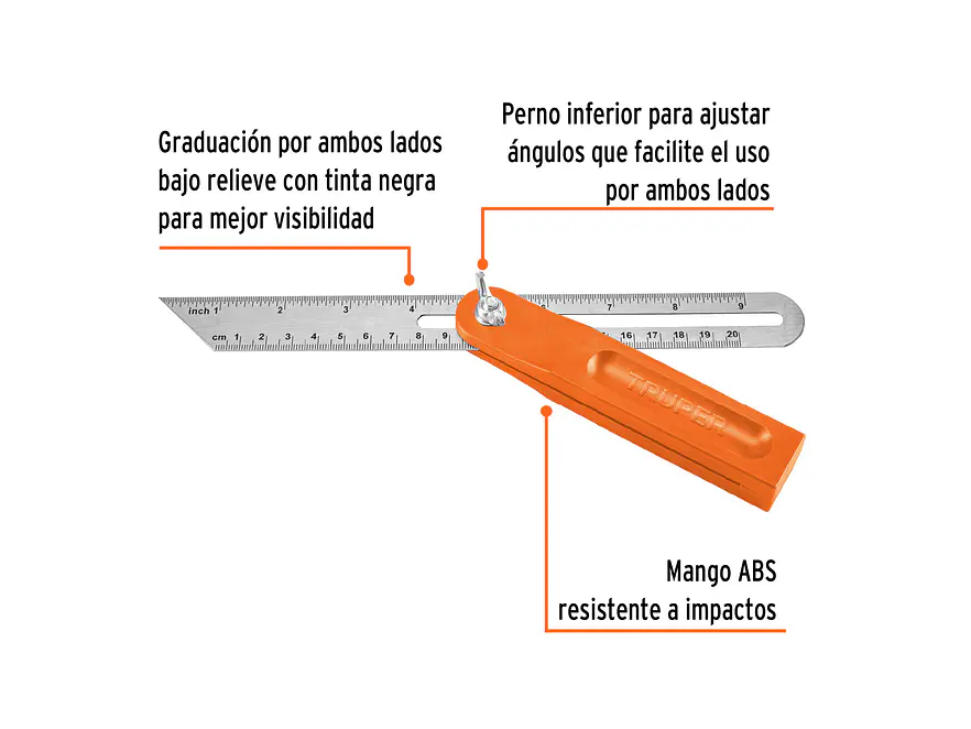 Escuadra falsa, mango de plástico, 8