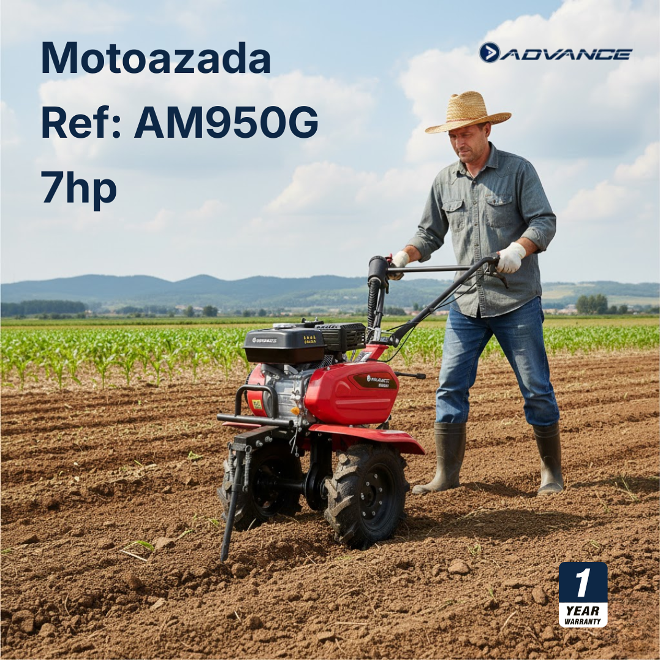 Motoazada ADVANCE AM950G 7HP Gasolina (Ancho 95cm, 2 Adelante/1 Atrás) 4