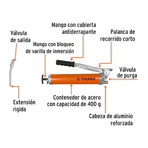 Inyector de grasa 14 oz, 8000 PSI Truper 14860